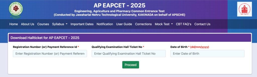 AP EAMCET Hall Ticket Download 2025
